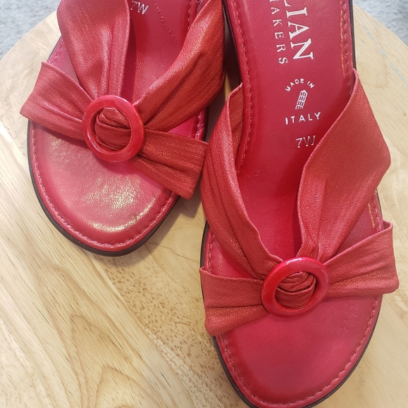 Red Italian Shoemakers Sandal wedges - Picture 7 of 7